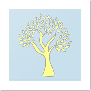 yellow bright bold tree Posters and Art